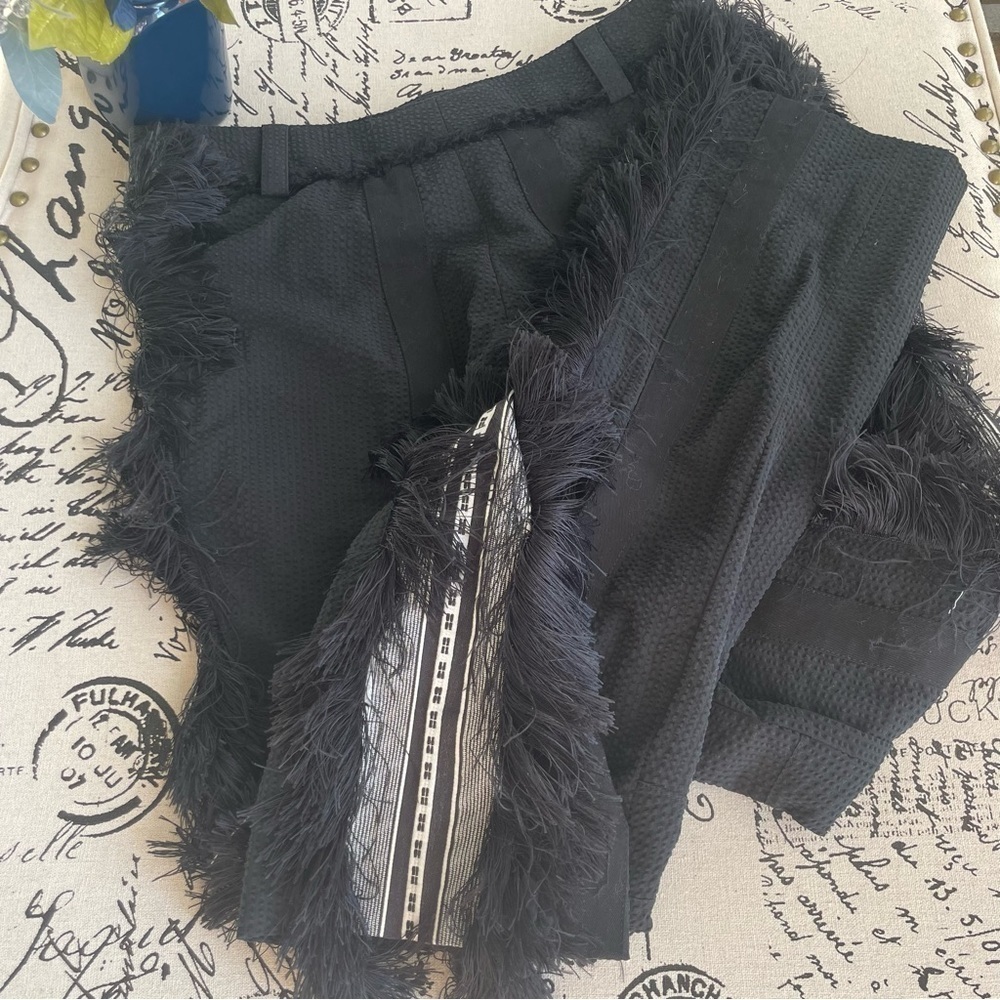 Paco Rabanne S/S 2016 Searsucker Striped Fringe Trim Straight Leg Pants, EU 40 - Picture 9 of 13